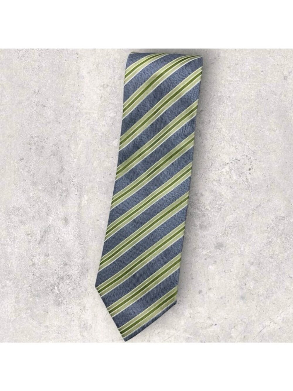 TRUSSARDI Silk Tie ITALY Blue Green Striped W:3.7" EUC